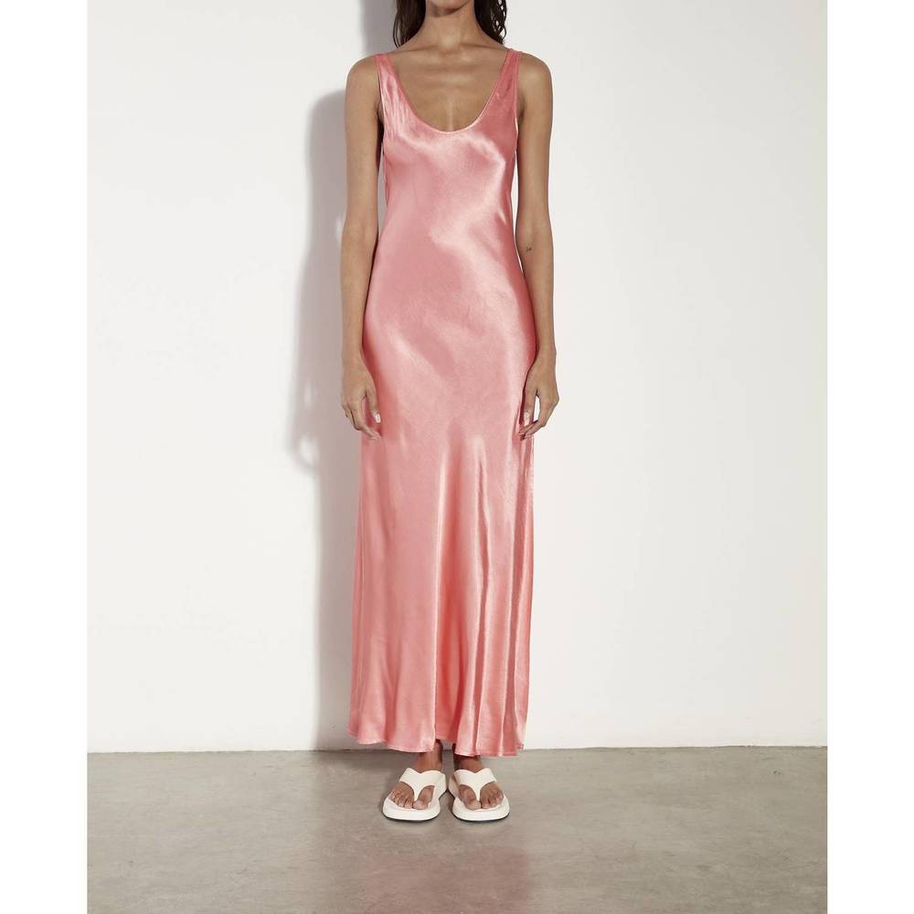 Enza Costa Pink Satin Midi Dress